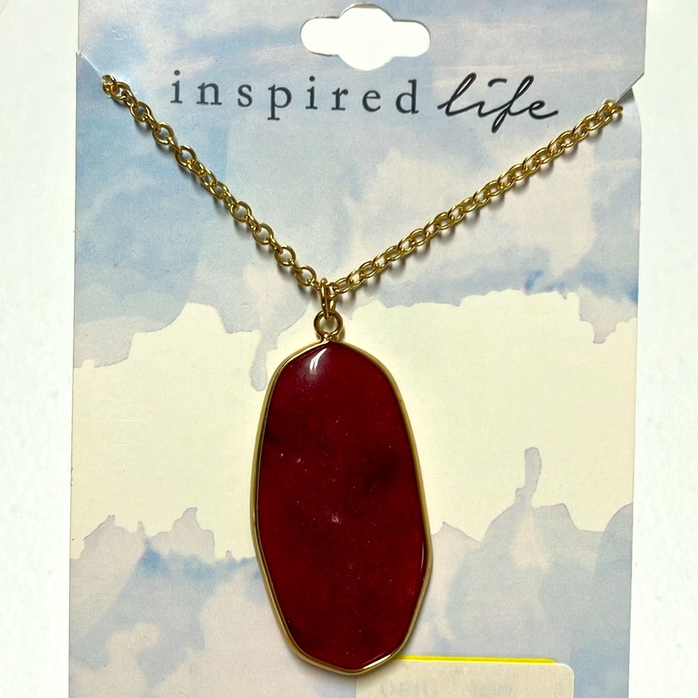 Red Stone & Gold Tone NWT Necklace